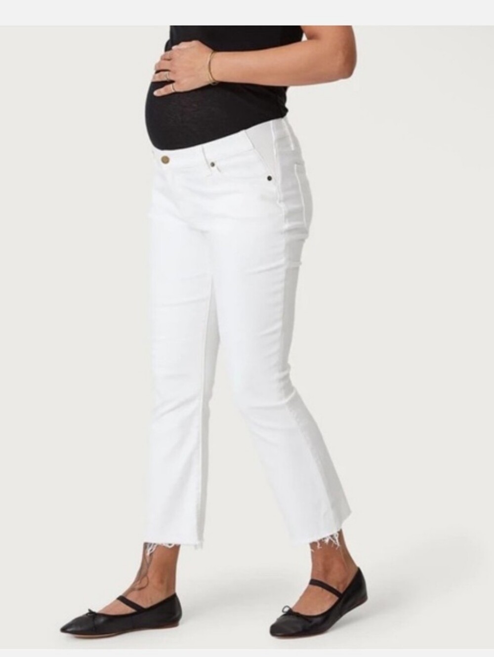 Hatch Maternity White Crop Denim Jeans Size 34